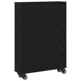 Narrow Storage Trolley Black Oak 48 x 13 x 68 cm - Rear View
