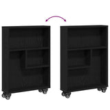 Narrow Storage Trolley Black Oak 48 x 13 x 68 cm - Low Angle