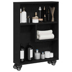 Narrow Storage Trolley 3-Tier 48 x 13 x 68 cm Black Oak
