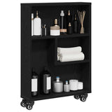 Narrow Storage Trolley Black Oak 48 x 13 x 68 cm - Side View