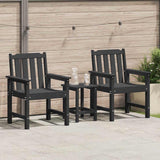 Garden Dining Chair. 2 pcs Black 65.5 x 59 x 88cm HDPE