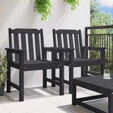 Garden Dining Chair. 2 pcs Black 65.5 x 59 x 88cm HDPE - Side View