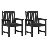 Garden Dining Chair. 2 pcs Black 65.5 x 59 x 88cm HDPE - Front View