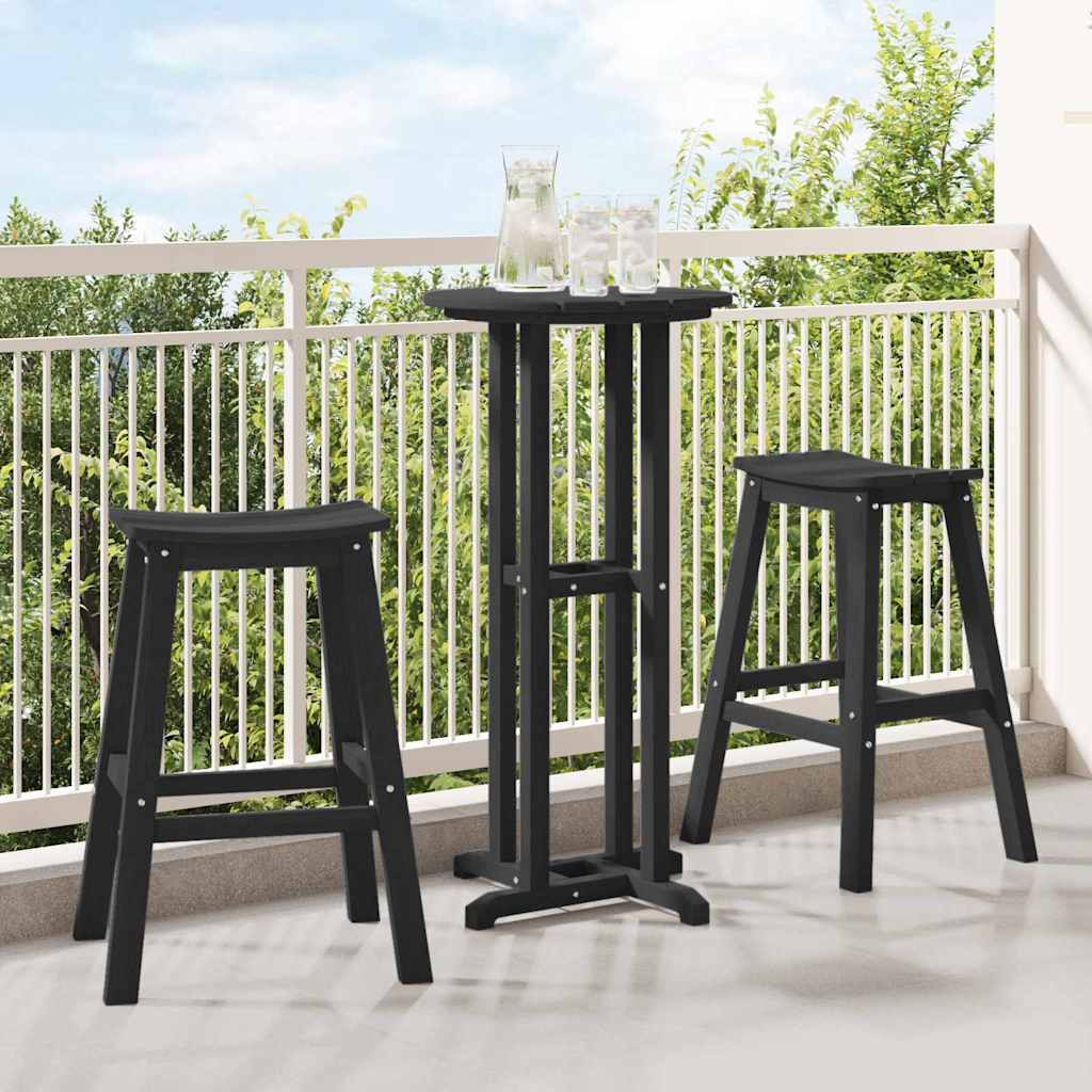 Bar Stool 2 pcs Black 52 x 43 x 73.5cm HDPE