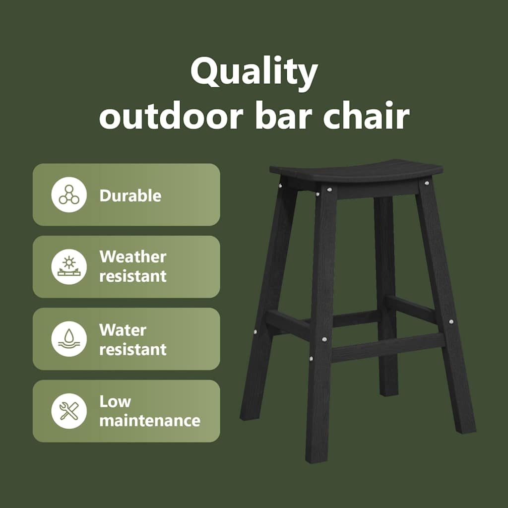 Bar Stool 2 pcs Black 52 x 43 x 73,5 cm HDPE