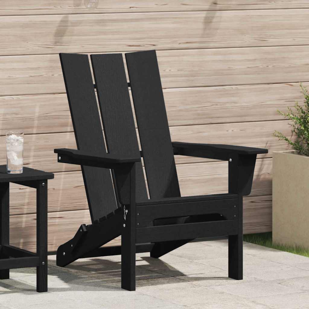 Folding Adirondack Chair Black 74.5 x 80.5 x 90cm HDPE