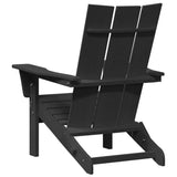Folding Adirondack Chair Black 74.5 x 80.5 x 90cm HDPE - Rear View