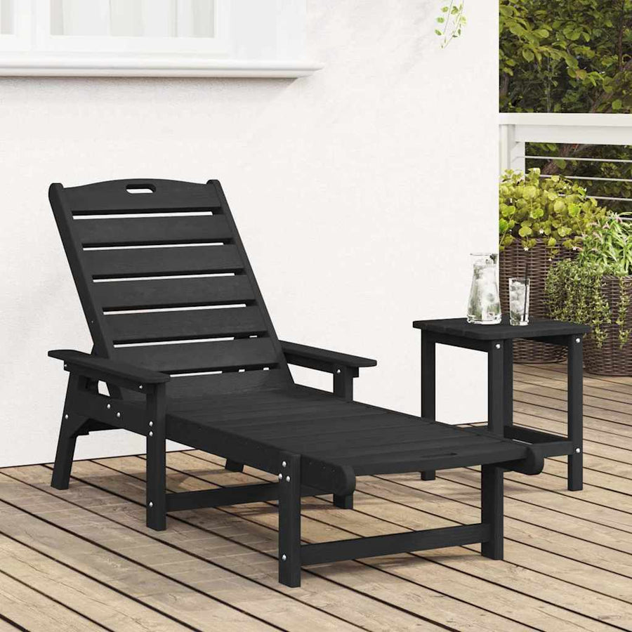 Sun Lounger Black HDPE