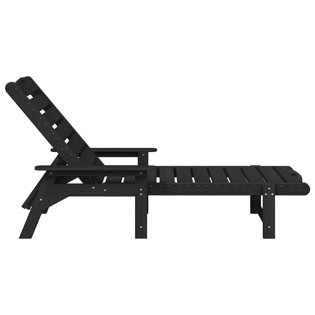 Sun Lounger Black 73.5 x 92 x 90cm HDPE