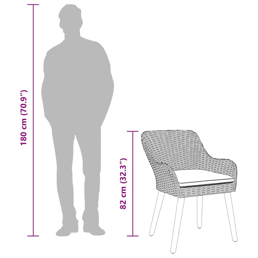 Garden Chair 2 pcs Black 55 x 62.5 x 82cm Poly Rattan