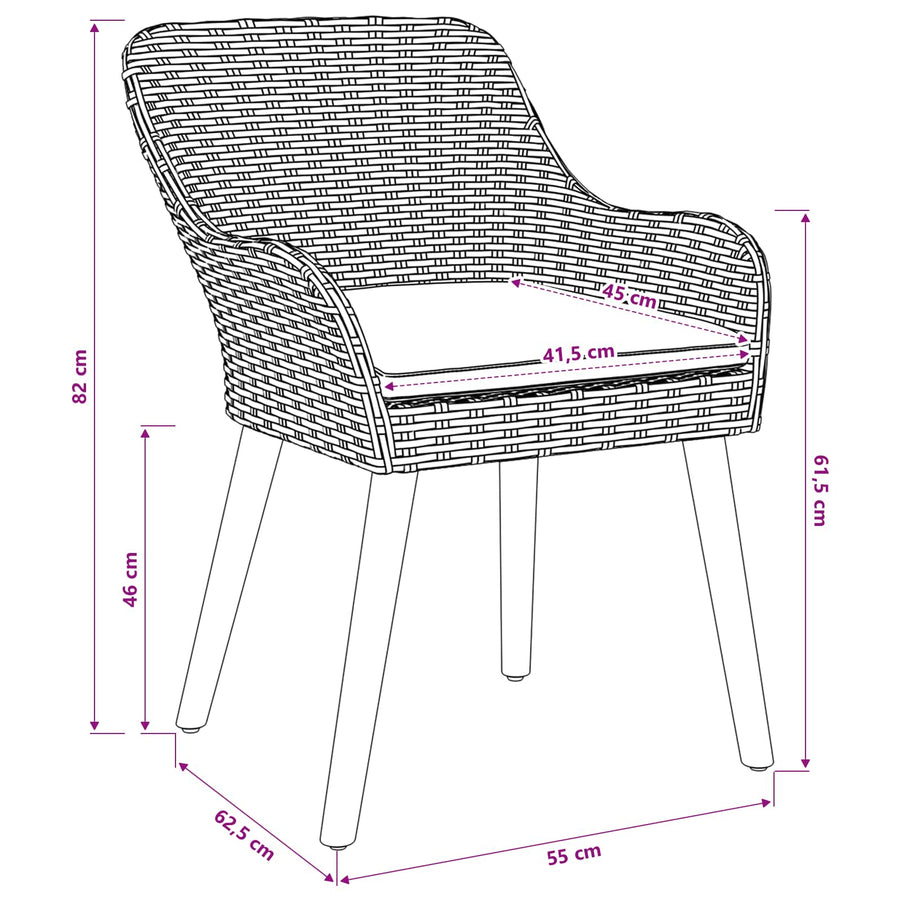Garden Chair 2 pcs Black Poly Rattan