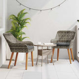 Garden Chair 2 pcs Grey 55 x 62.5 x 82cm Poly Rattan - Side View