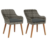 Garden Chair 2 pcs Grey 62.5 x 55 x 82 cm Poly Rattan