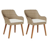 Garden Chair 2 pcs Beige 55 x 62.5 x 82cm Poly Rattan - Front View