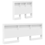 Storage Headboard White Engineered Wood - 45-Degree Angle