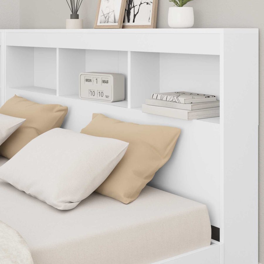 Storage Headboard White Engineered Wood