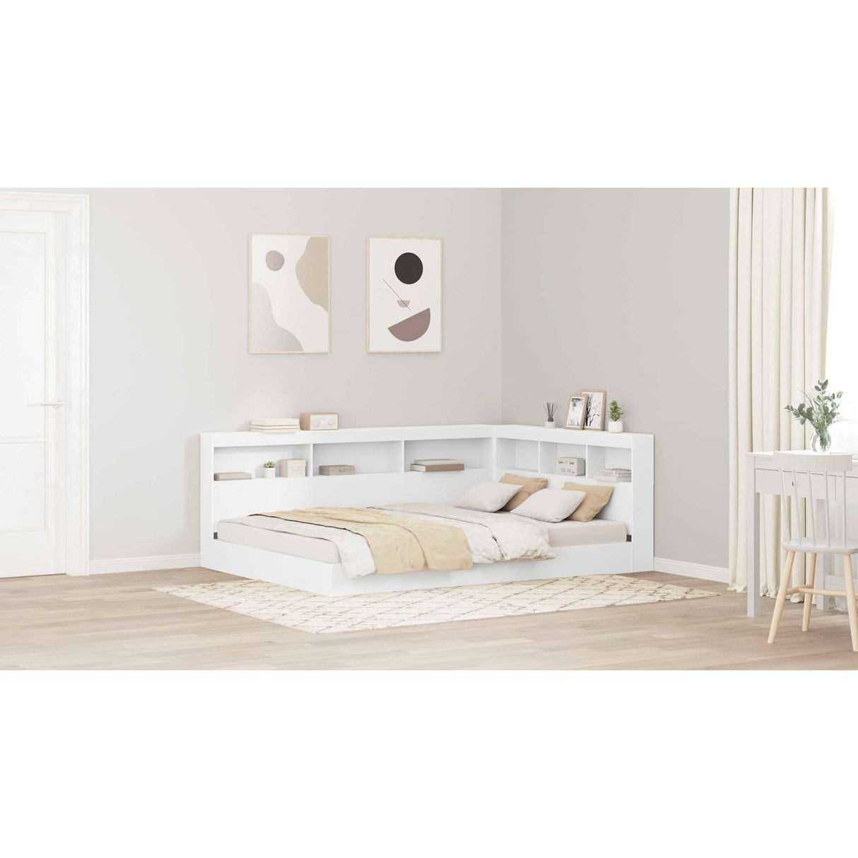 Storage Headboard with Shelf White 160 cm Engineered Wood