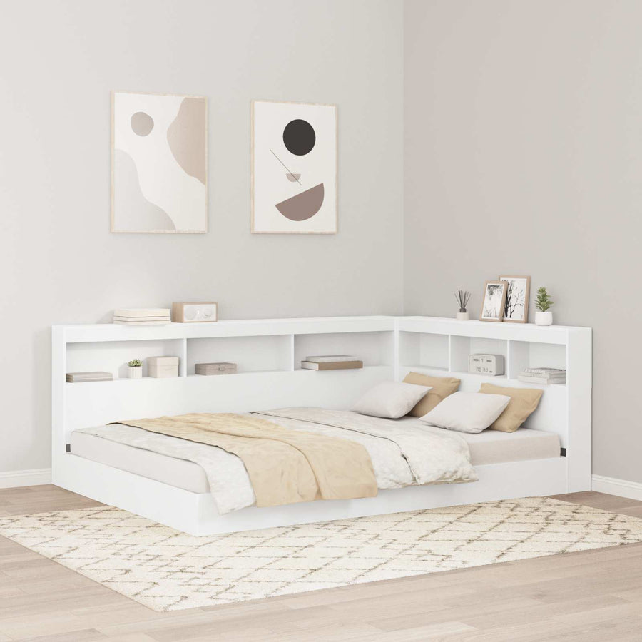 Storage Headboard White Engineered Wood