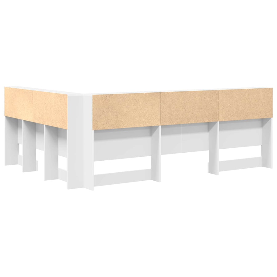 Storage Headboard White Engineered Wood