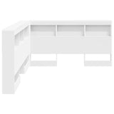 Storage Headboard with Shelf White 160 cm Engineered Wood - Rear View