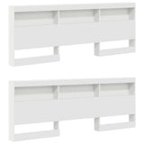 Storage Headboard with Shelf White 180 cm Engineered Wood - Top-Down View