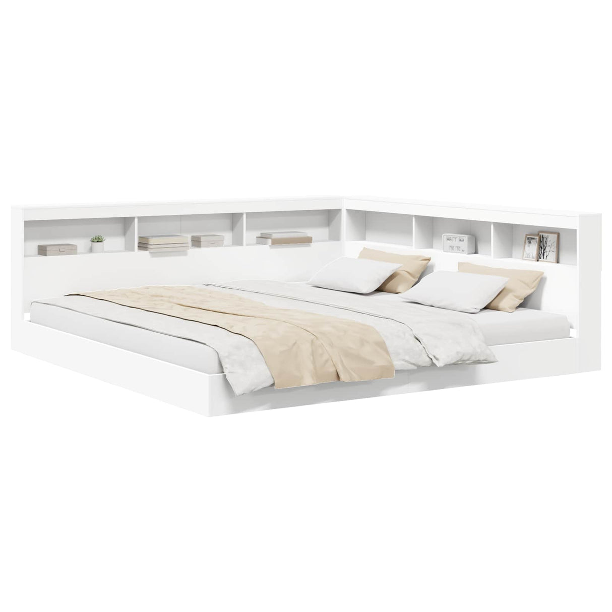 Bookcase Bed with Headboard White 180 x 200 cm Engineered wood