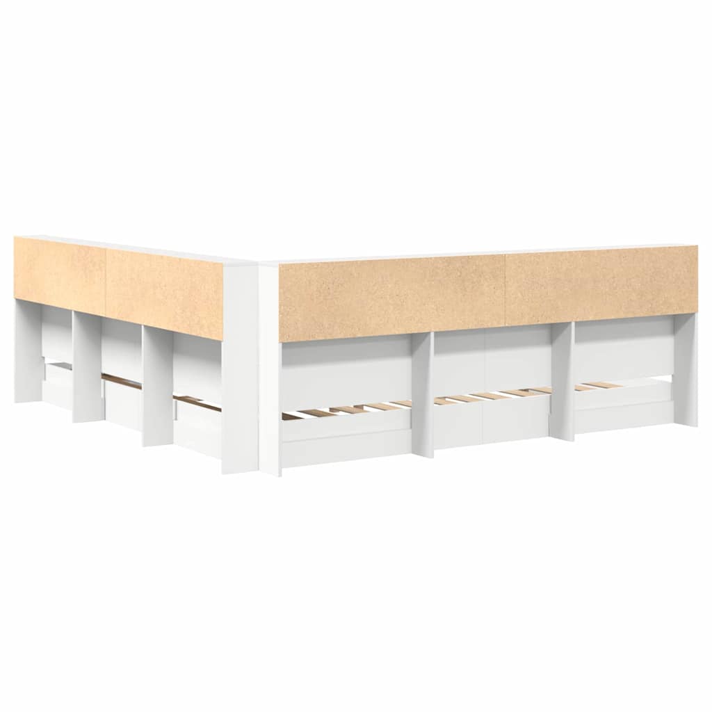 Bookcase Bed with Headboard White 180 x 200 cm Engineered wood