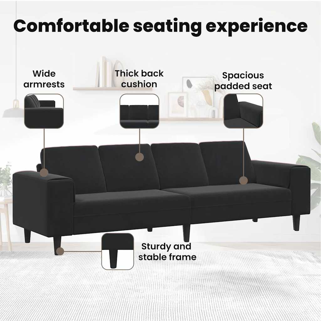 Sofa Set Black Velvet