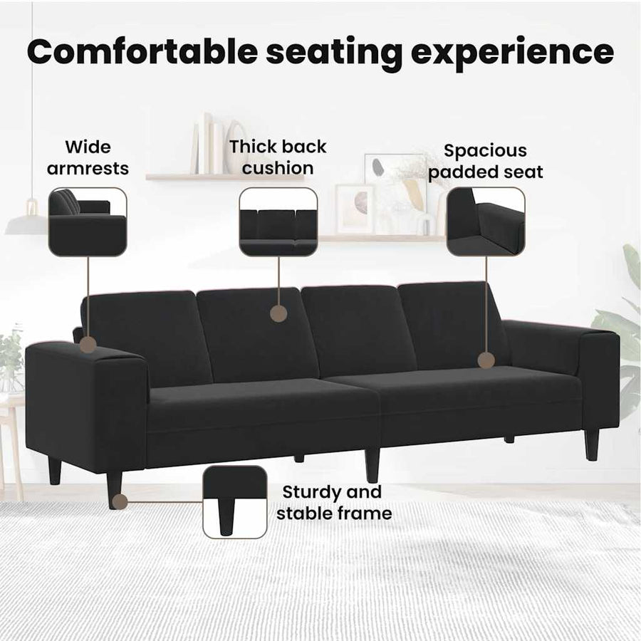 Sofa Set Black Velvet