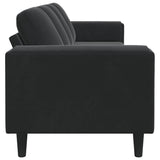 Sofa Set Black Velvet - 45-Degree Angle