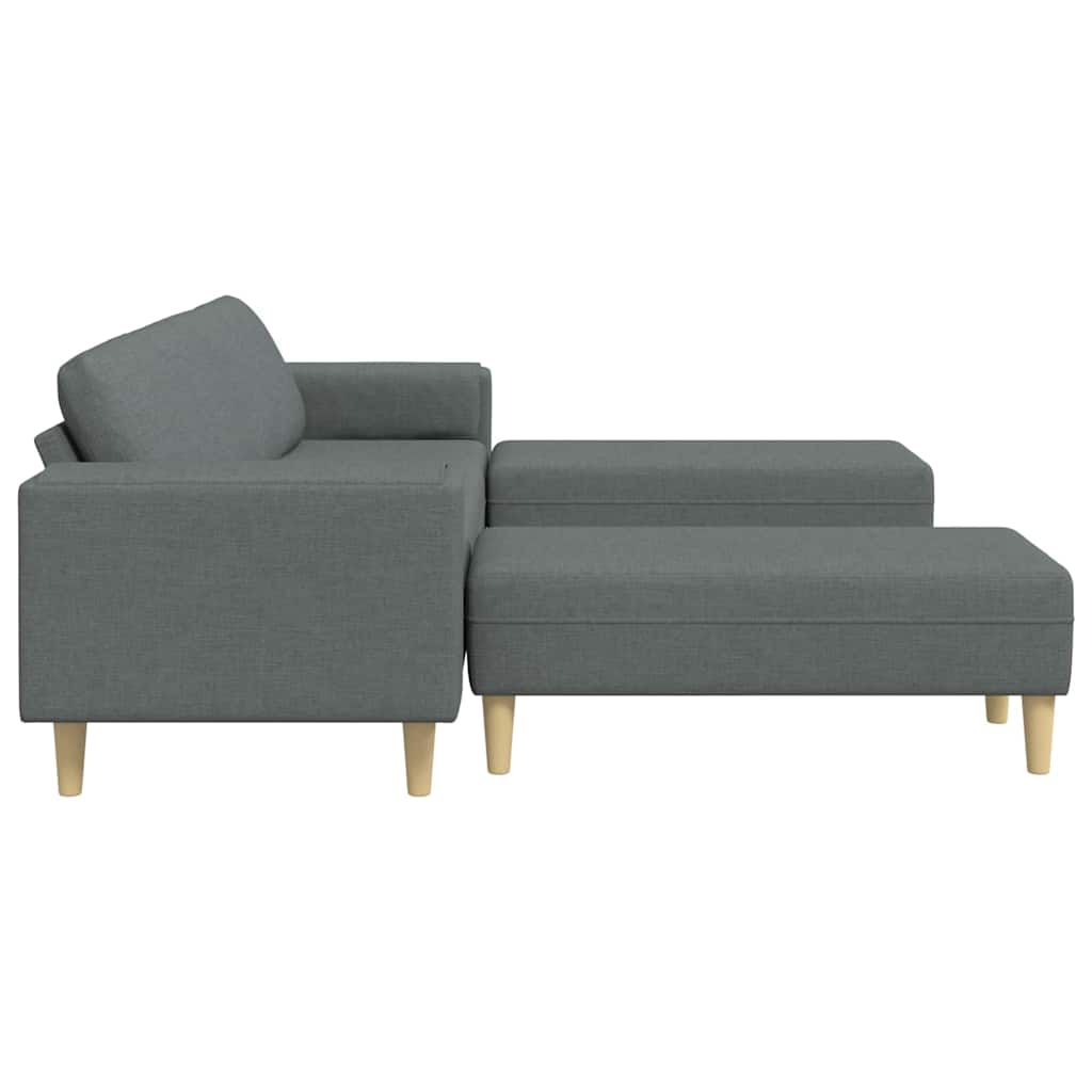 Sofa Set 3 pcs Dark grey Fabric