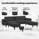 Living Room Couch 3 pcs Black 250 x 188 x 76 cm