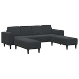 Sofa Set Black Velvet - Front View