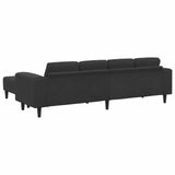 Sofa Set Black Velvet - Rear View