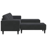 Sofa Set Black Velvet - Rear View