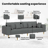 Fabric Sofa with Cushion Dark Grey 208 cm Fabric