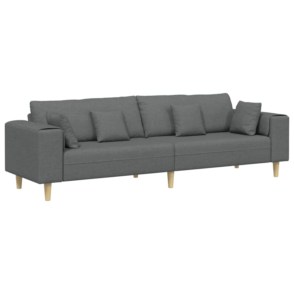 Fabric Sofa with Cushion Dark Grey 208 cm Fabric
