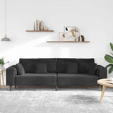 Velvet Sofa with Cushion Black 208 cm Velvet - Side View