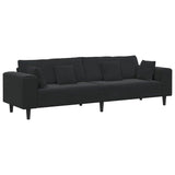 Velvet Sofa with Cushion Black 208 cm Velvet - Front View