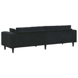 Velvet Sofa with Cushion Black 208 cm Velvet - Rear View