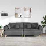 Fabric Sofa with Cushion Dark Grey 208 cm Fabric - Side View
