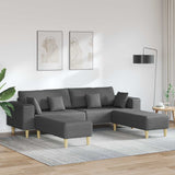 Fabric Sofa with Cushion Dark Grey 208 cm Fabric
