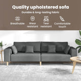 Fabric Sofa with Cushion Dark Grey 208 cm Fabric - Close-Up Angle