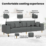 Fabric Sofa with Cushion Dark Grey 208 cm Fabric