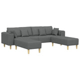 Fabric Sofa with Cushion Dark Grey 208 cm Fabric - Front View