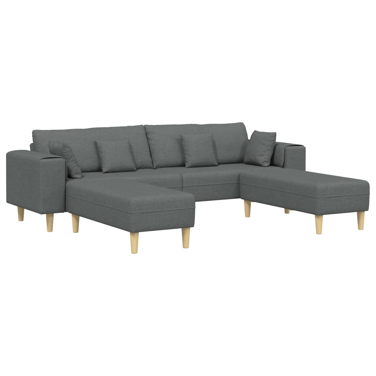 Fabric Sofa with Cushion Dark Grey 208 cm Fabric
