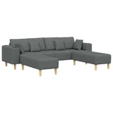 Fabric Sofa with Cushion Dark Grey 208 cm Fabric