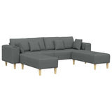 Fabric Sofa with Cushion Dark Grey 208 cm Fabric - Front View