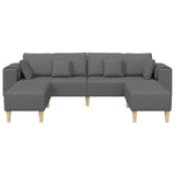 Fabric Sofa with Cushion Dark Grey 208 cm Fabric