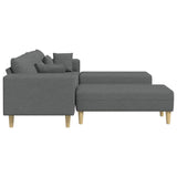 Fabric Sofa with Cushion Dark Grey 208 cm Fabric - Rear View